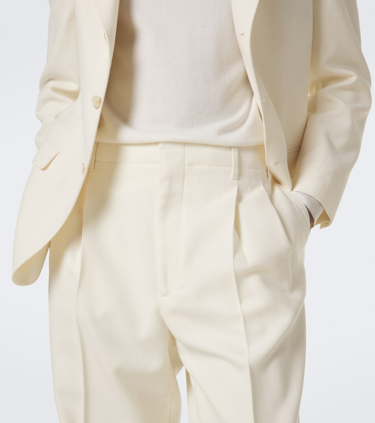 Brunello Cucinelli Pleated wool and cotton straight pants