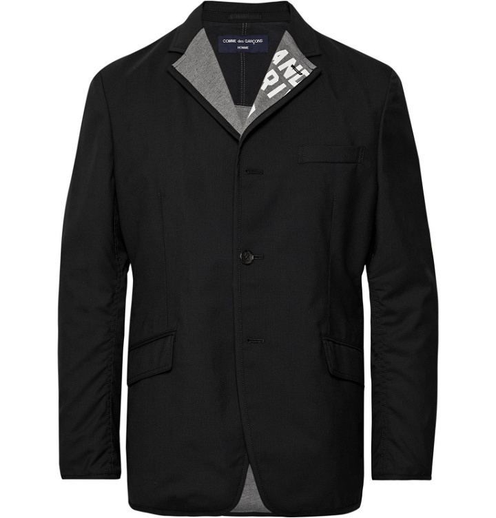 Photo: Comme des Garçons HOMME - Black Reversible Unstructured Wool and Cotton-Jersey Blazer - Black
