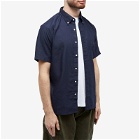 Beams Plus Men's BD COOLMAX® Linen Short Sleeve Shirt in Navy