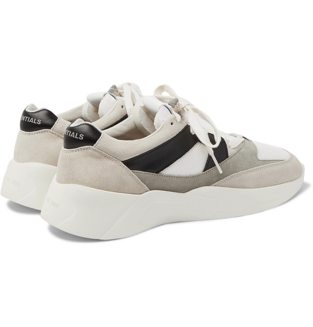 Fear of God Essentials - Leather-Trimmed Suede and Mesh Sneakers - Neutrals