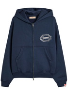 Cherry Los Angeles Embroidered Navajo Hooded Cotton Sweatshirt Blue