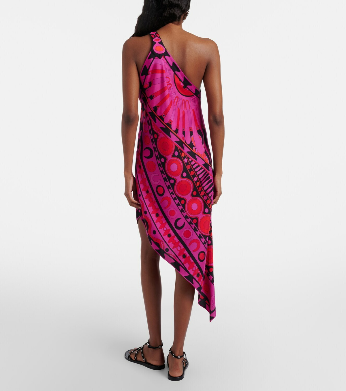 Pucci Soleil asymmetric silk twill midi dress