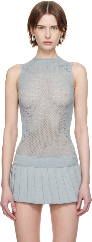Photo: Isa Boulder Blue Rib-Knit Halter Bodysuit