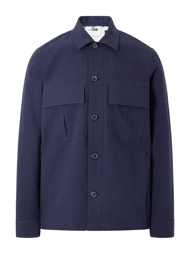 Photo: Paul Smith - Cotton-Blend Seersucker Overshirt - Blue