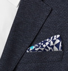 Paul Smith - Embroidered Printed Cotton-Voile Pocket Square - Navy