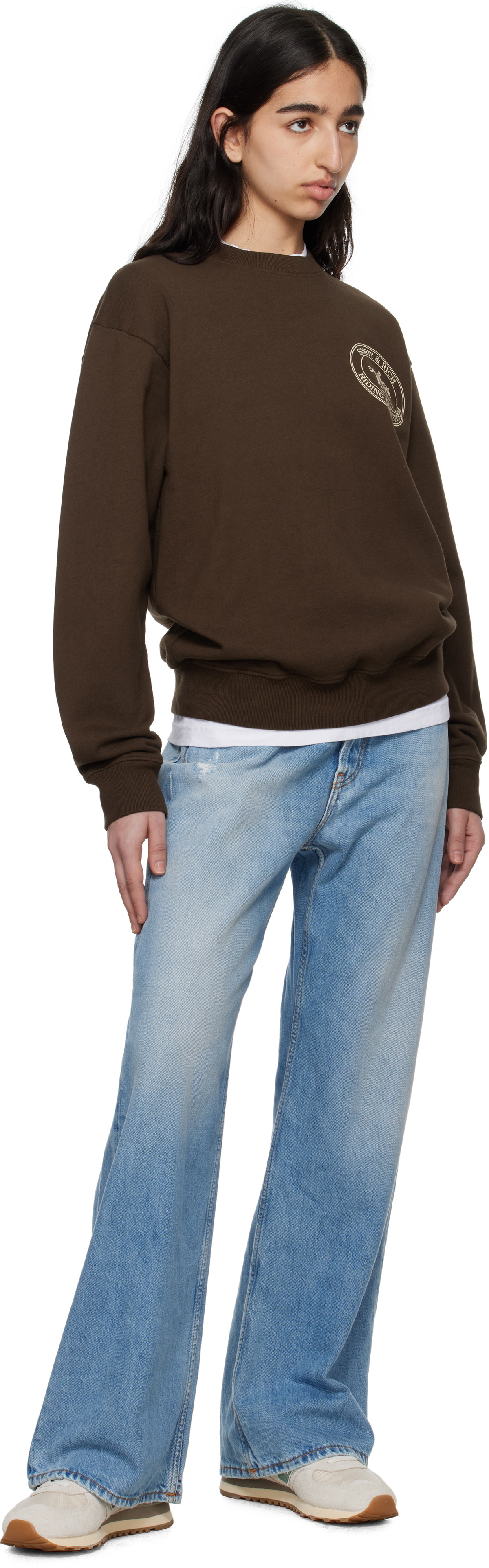 Sporty & Rich Brown 'Riding Club' Crewneck Sweatshirt