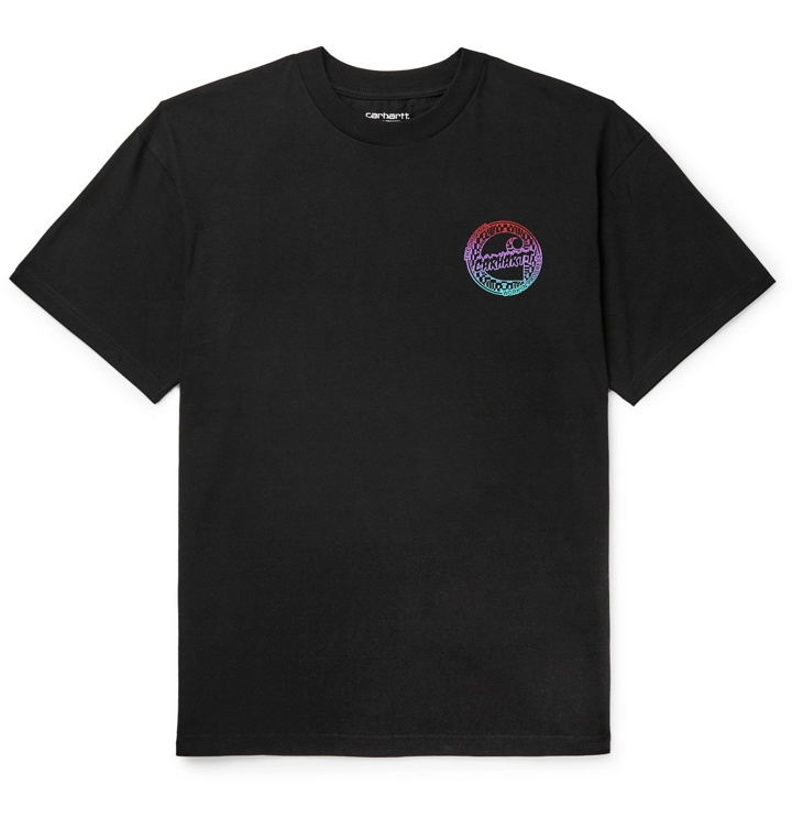 Photo: Carhartt WIP - Flame Logo-Print Cotton-Jersey T-Shirt - Black