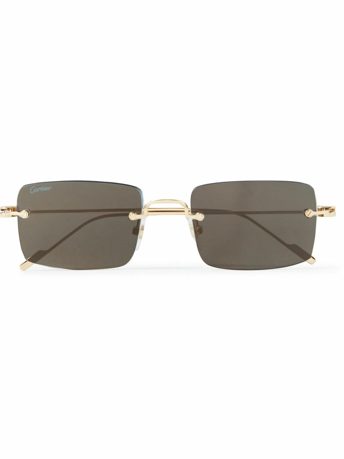 Photo: Cartier Eyewear - Double C Frameless Gold-Tone Sunglasses