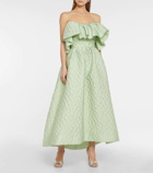 Monique Lhuillier Off-shoulder matelassé midi dress