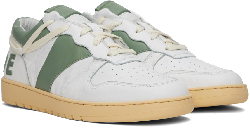 Rhude White & Green Rhecess Low Sneakers