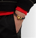 Versace - Woven Leather and Gold-Tone Bracelet - Black