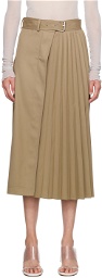 LVIR Tan Belted Midi Skirt