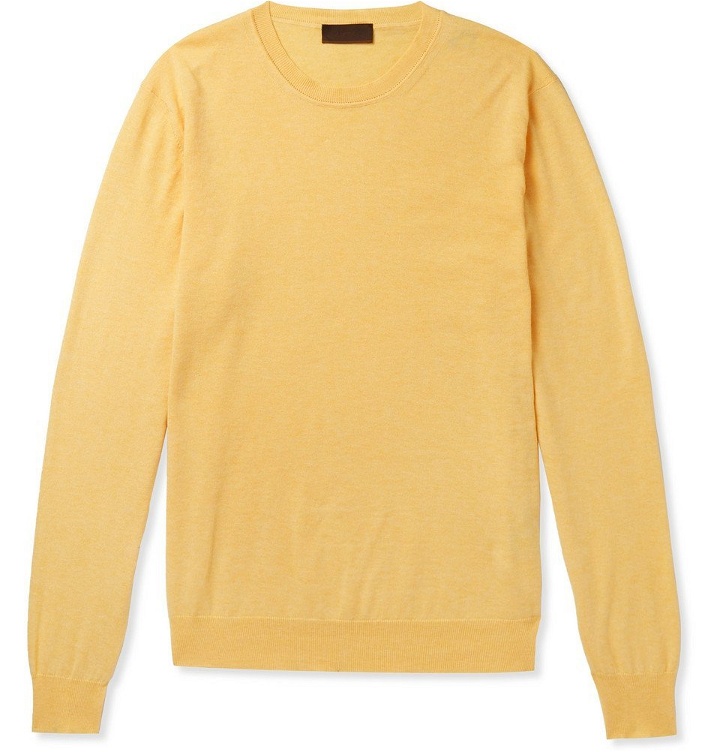 Photo: Altea - Cotton and Cashmere-Blend Sweater - Yellow