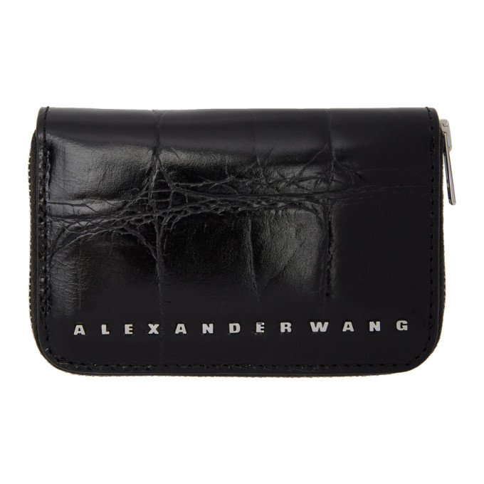 Alexander Wang Black Croc Dime Compact Wallet Alexander Wang