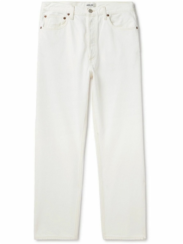 Photo: AGOLDE - 90's Straight-Leg Distressed Jeans - White
