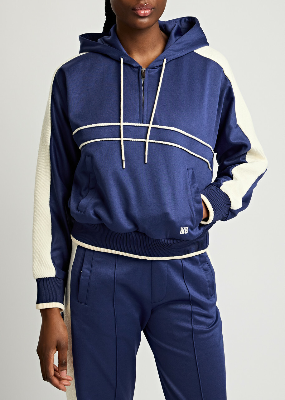 Wales Bonner Mantra Hooded Jersey Sweatshirt Navy