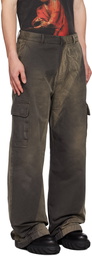 Off-White Gray & Taupe Embroidered Cargo Pants