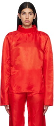 Bianca Saunders Red Zip Turtleneck