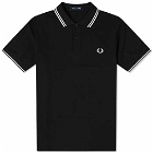 Fred Perry Authentic Men's Slim Fit Twin Tipped Polo Shirt in Black/Porcelain