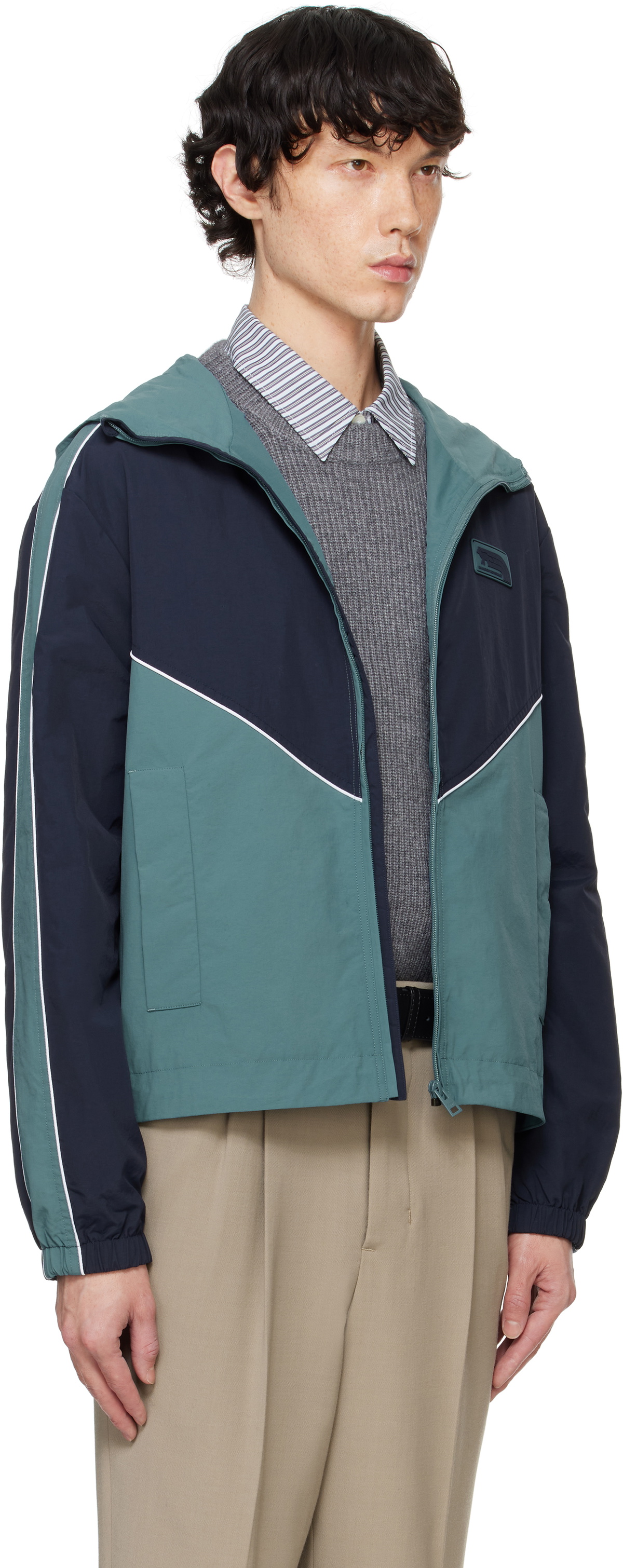 Maison Kitsuné Blue & Navy Technical Windbreaker Jacket Maison Kitsune