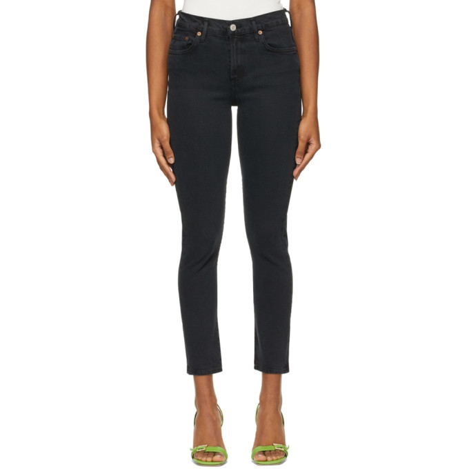 AGOLDE Black Toni Mid Rise Straight Jeans AGOLDE