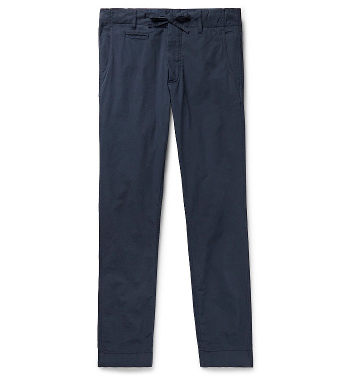Photo: MAN 1924 - Tomi Tapered Stretch-Cotton Drawstring Suit Trousers - Blue