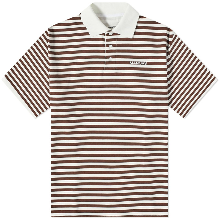 Photo: Manors Golf Men's G.O.A.T Pique Polo Shirt in Brown Stripe