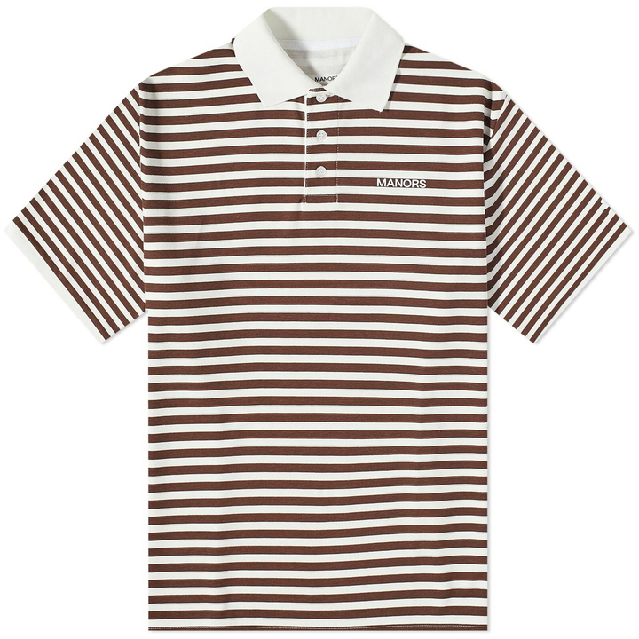 Photo: Manors Golf Men's G.O.A.T Pique Polo Shirt in Brown Stripe