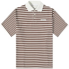 Manors Golf Men's G.O.A.T Pique Polo Shirt in Brown Stripe
