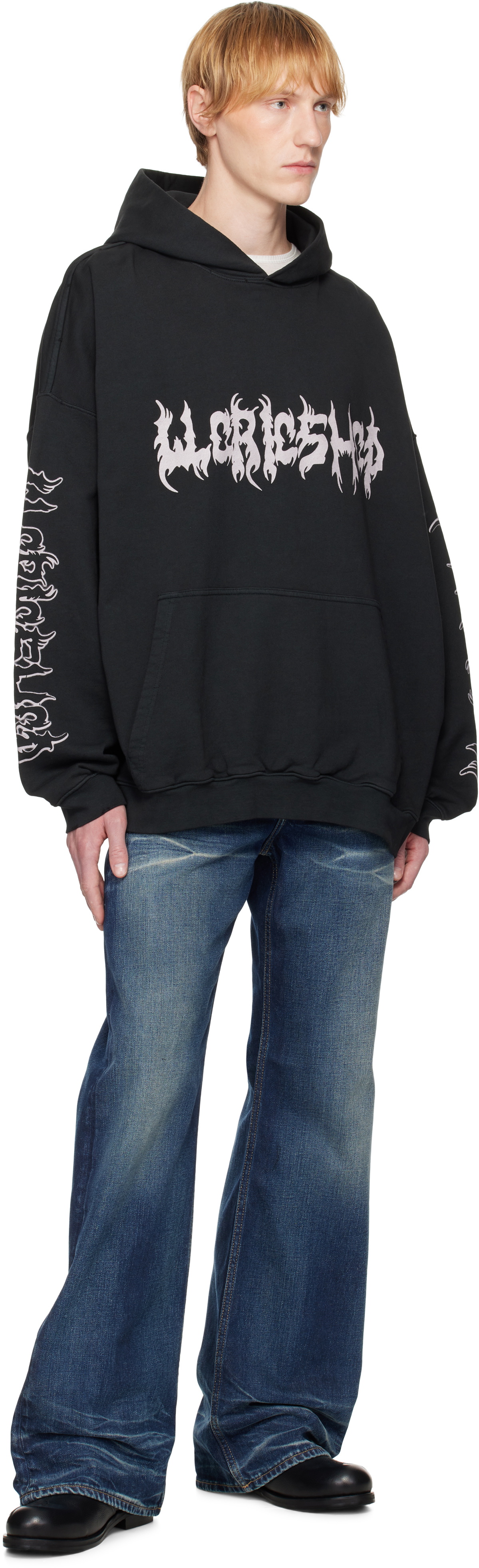032c Black Faithless Oversized Hoodie