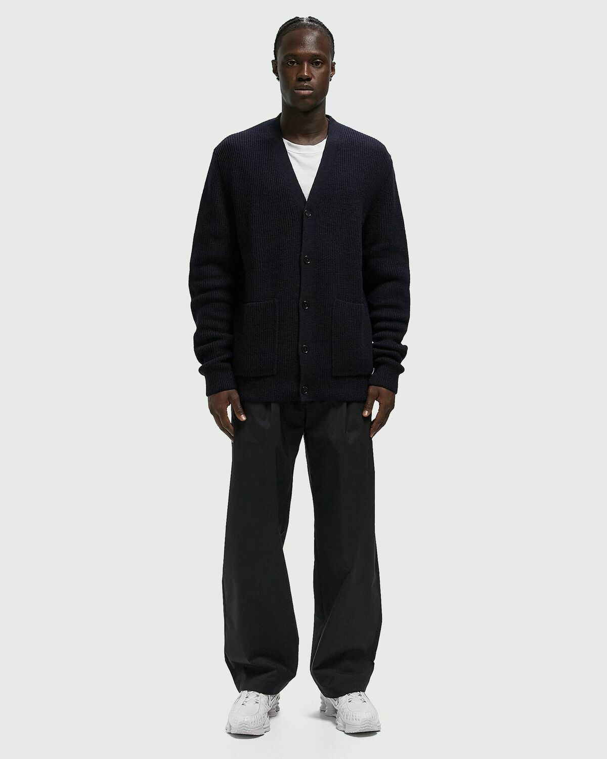 Norse Projects Loki Wool Cotton Rib Cardigan Blue Mens Zippers & Cardigan