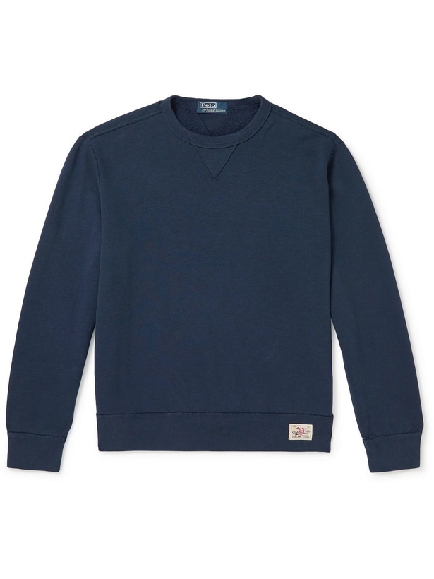 Photo: Polo Ralph Lauren - Logo-Appliquéd Cotton-Blend Jersey Sweatshirt - Blue