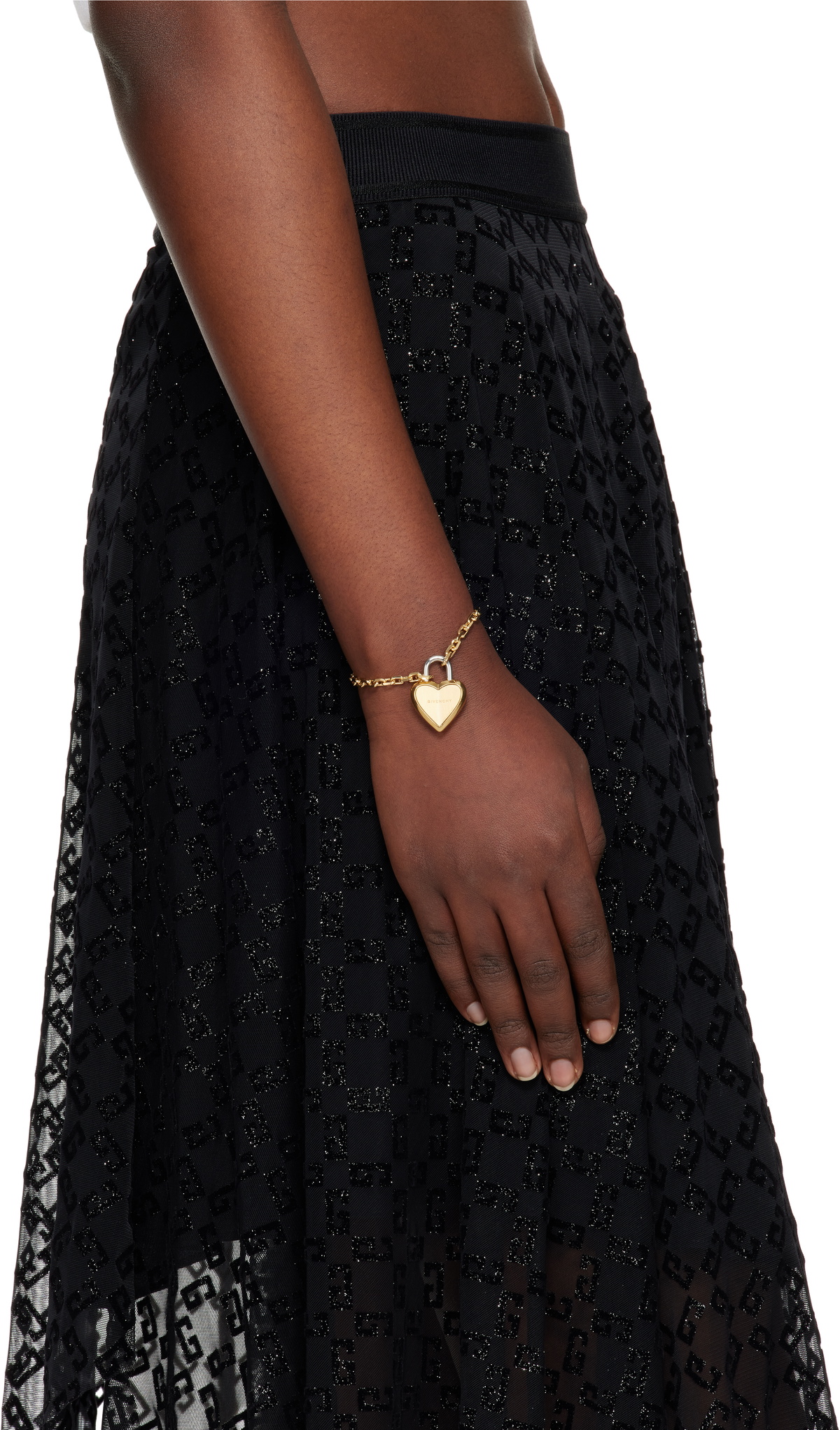 Givenchy Gold & Silver Heart Lock Bracelet