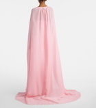 Là Fuori Petal Pink draped caped gown