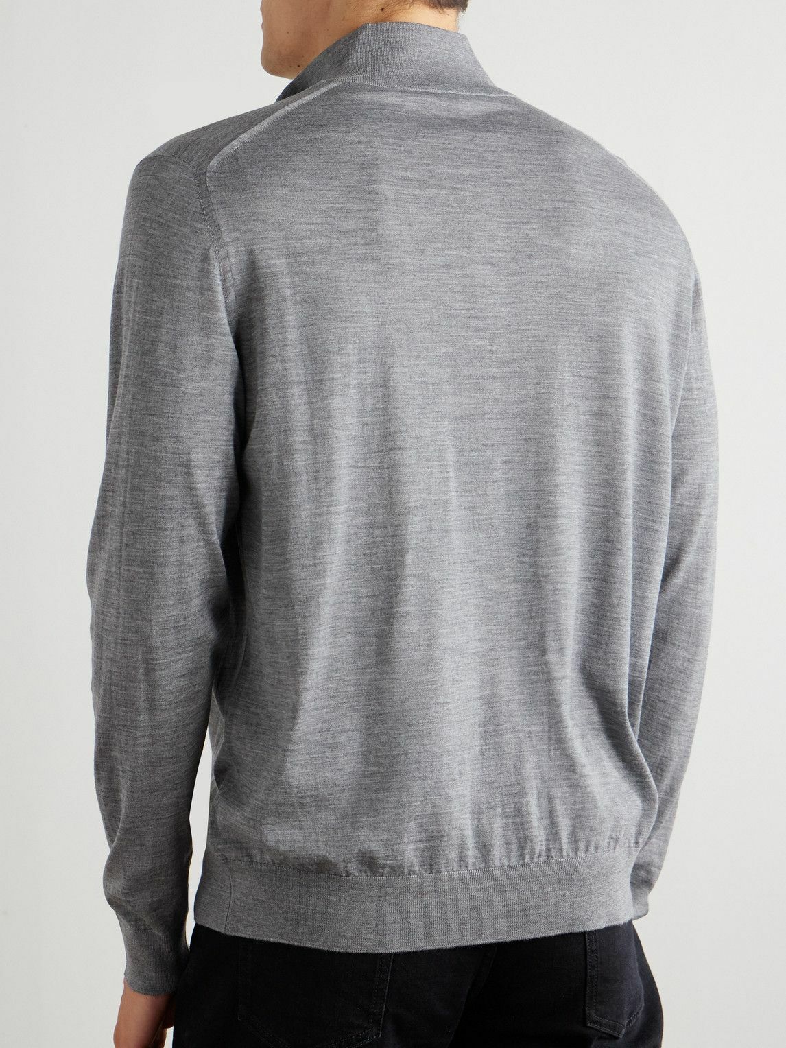 Kiton - Wool Half-Zip Sweater - Gray