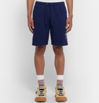 Gucci - Logo-Appliquéd Satin Twill-Trimmed Loopback Cotton-Jersey Shorts - Blue
