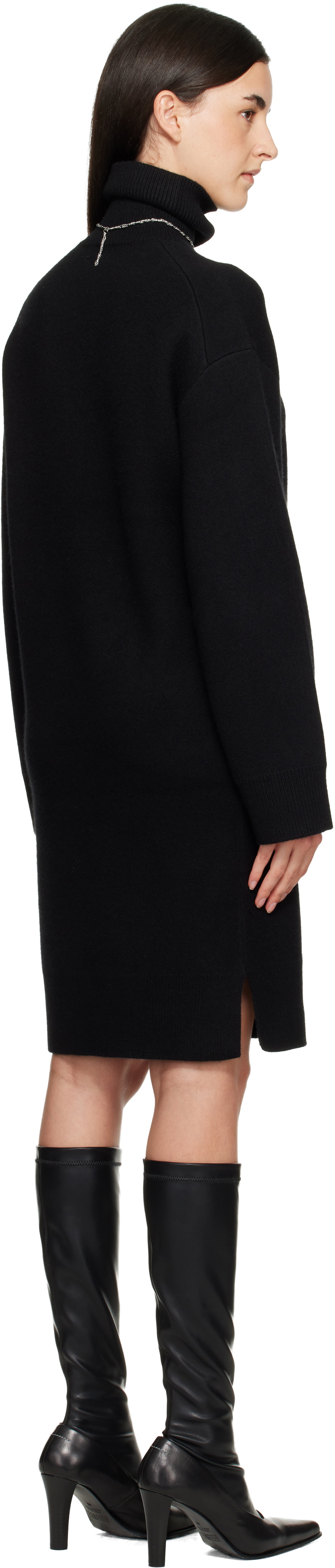 TOTEME Black Broad Turtleneck Minidress