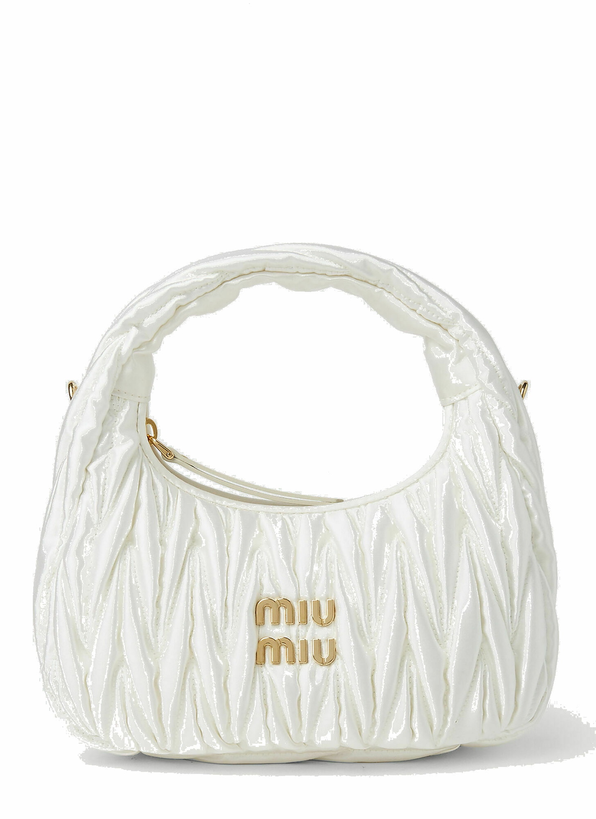 Miu Miu - Mini Wander Hobo Bag In White Miu Miu