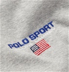 Polo Ralph Lauren - Logo-Embroidered Printed Mélange Fleece-Back Cotton-Blend Jersey Hoodie - Gray