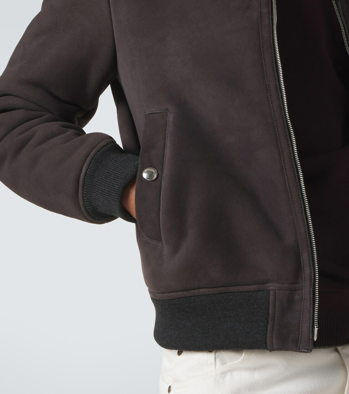 Eleventy Shearling-lined suede jacket