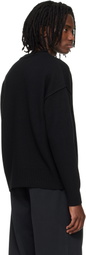 AMI Paris Black Wool Contrasted Ami de Coeur Crewneck Sweater