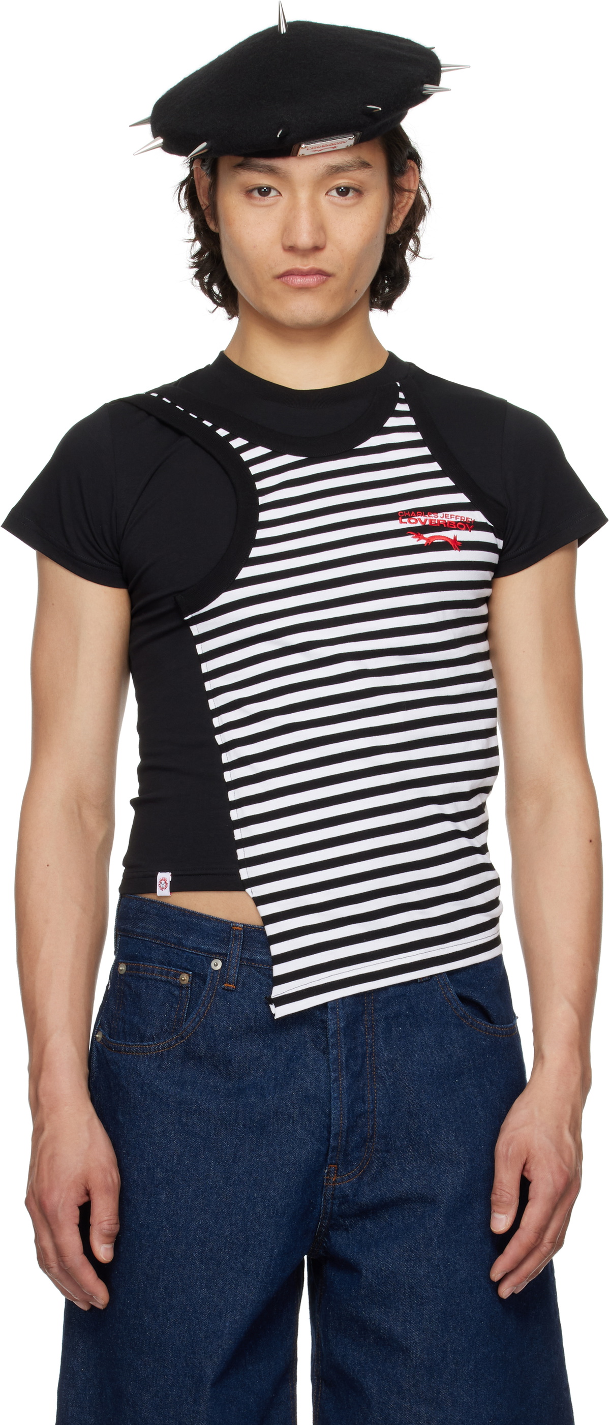 Charles Jeffrey LOVERBOY: Black 'Baby Muscle' T-shirt | SSENSE Charles Jeffrey LOVERBOY: Black 'Baby Muscle' T-shirt | SSENSE