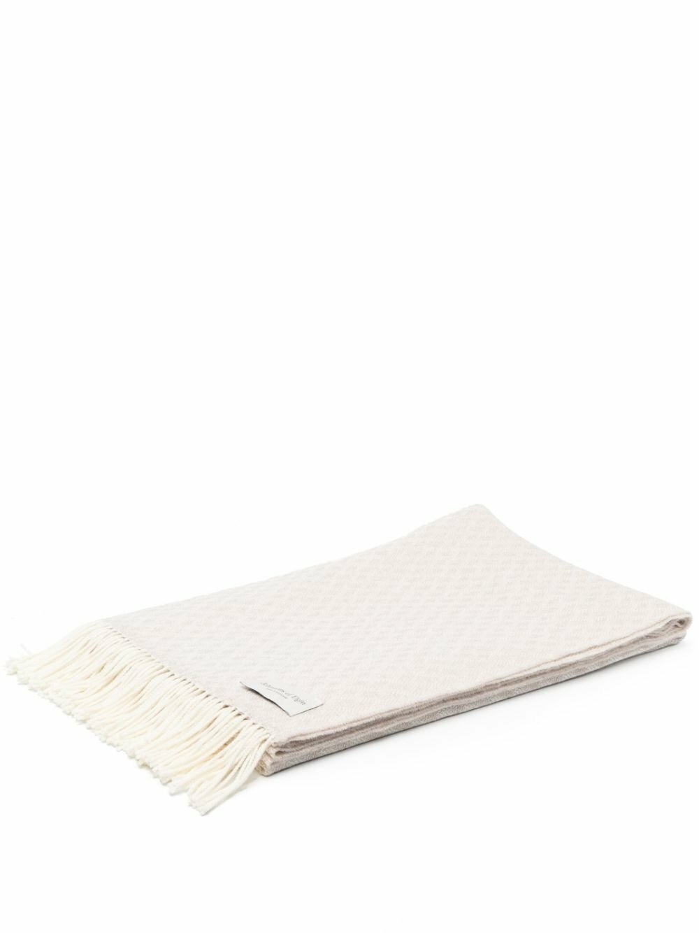 Johnstons Of Elgin Neutral Weave Wool Fringed Throw