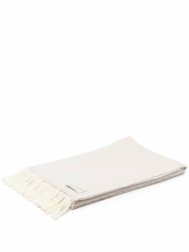 Photo: Johnstons Of Elgin Neutral Weave Wool Fringed Throw