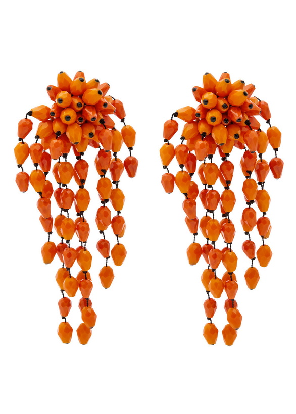 Photo: Isabel Marant Hanabi Beaded Clip-on Drop Earrings - Orange - One Size