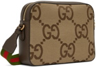 Gucci Beige & Brown Jumbo GG Messenger Bag