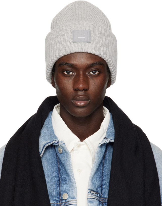 Photo: Acne Studios Gray Large Logo Beanie