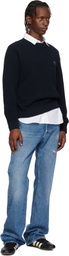 Maison Kitsuné Navy Fox Head Cotton Ribbed Sweater