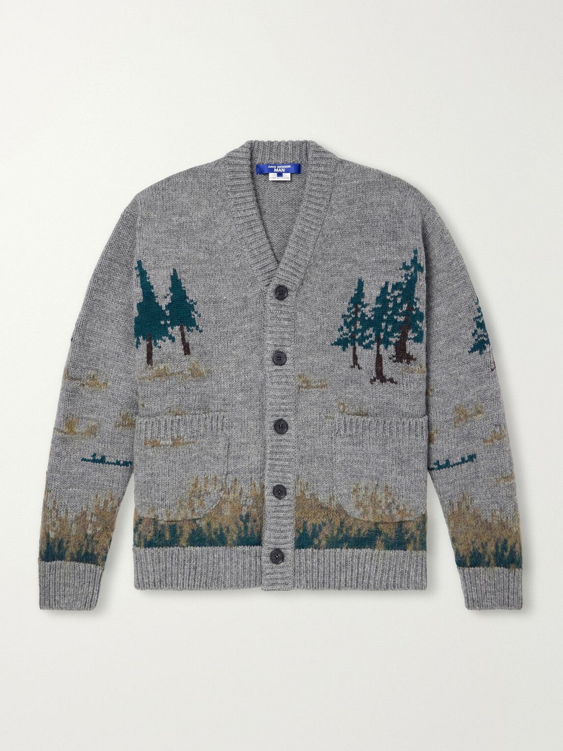 Junya Watanabe - Intarsia-Knit Wool-Blend Cardigan - Gray