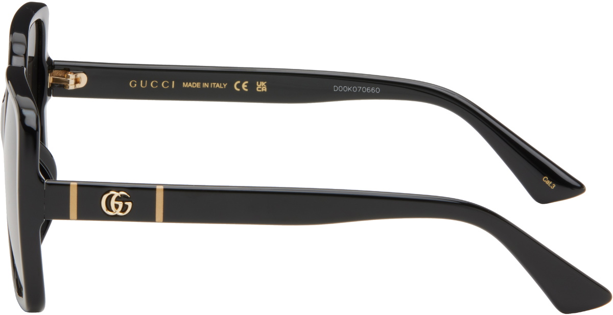 【関税込み】Gucci ブラック Lines Thin GG Temple サングラス Black Lines Thin GG Temple Sunglasses by Gucci on Sale